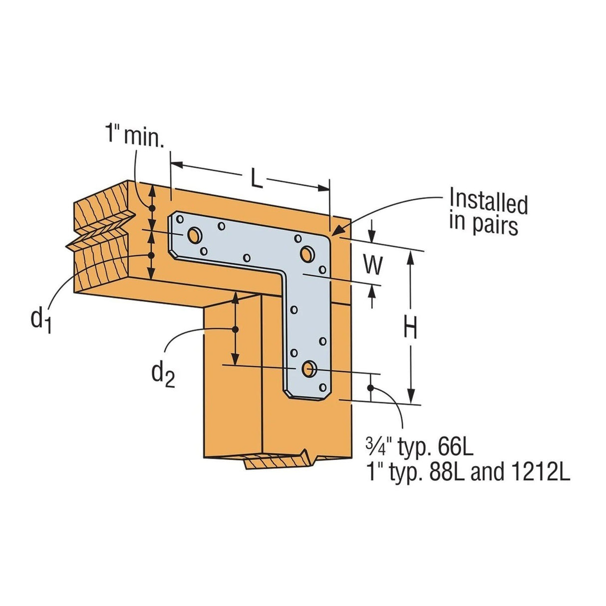 Simpson Strong-Tie 88L (8" x 8") 14-Gauge Galvanized L Strap - 4
