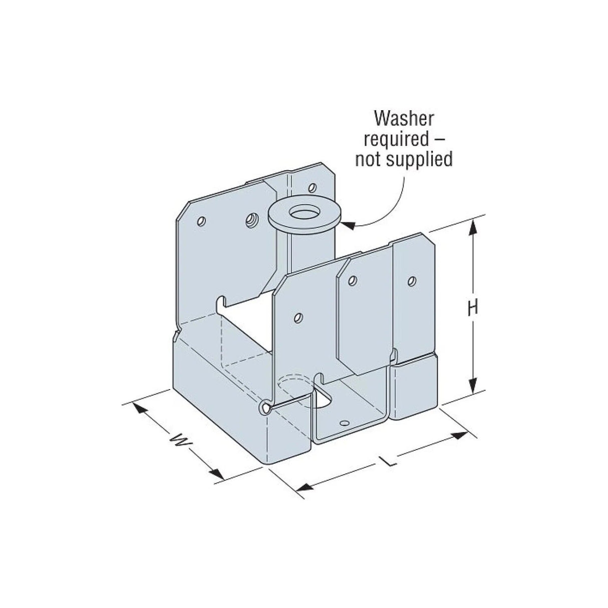 Simpson Strong-Tie ABA24-2Z (3-3/8") 16Ga Adjustable Standoff Post Base for Double 2x4 - ZMAX Finish - 2