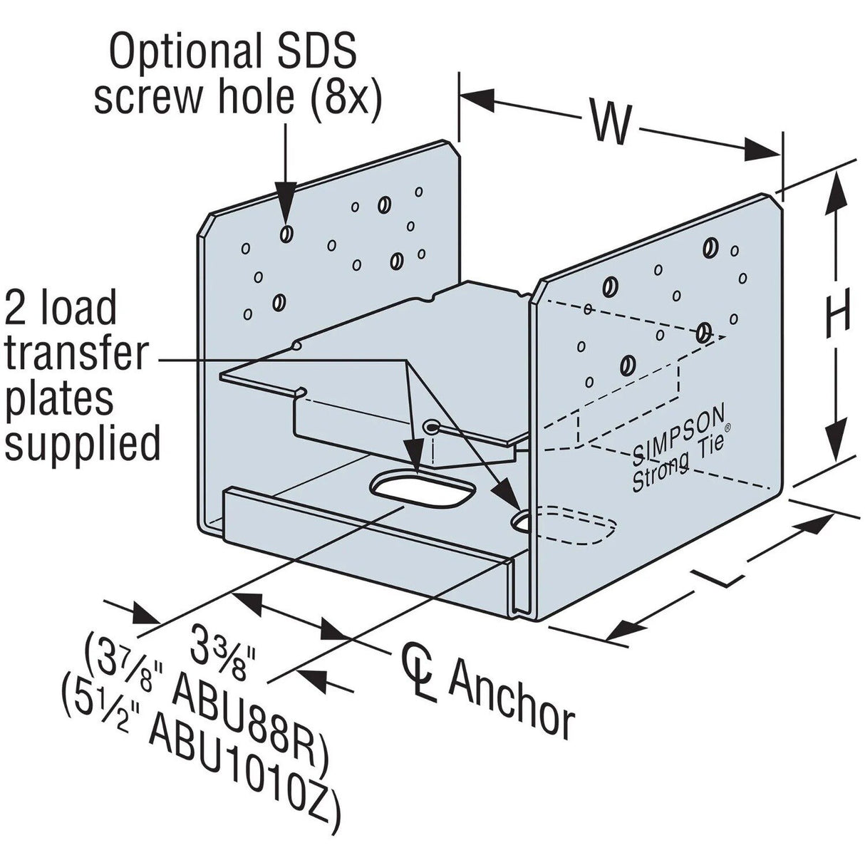 Simpson Strong-Tie ABU1010RZ Adjustable Post Base for Rough 10x10 Lumber - 2