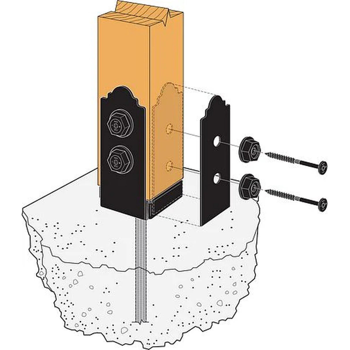 Simpson Strong-Tie APB3.75 (4x4 Rough) APB Outdoor Accents Adjustable Post Base - Black Powder Coated - 3
