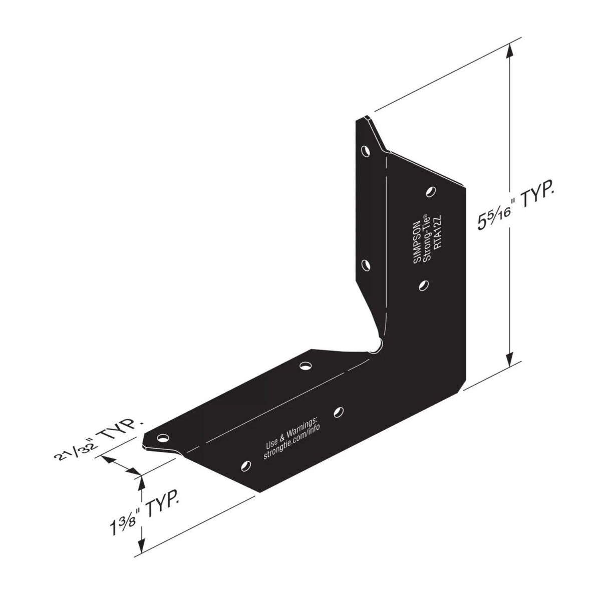 Simpson Strong-Tie APRTA12 Outdoor Accents Rigid Tie Angle for 1x2 Joist/Post - 2