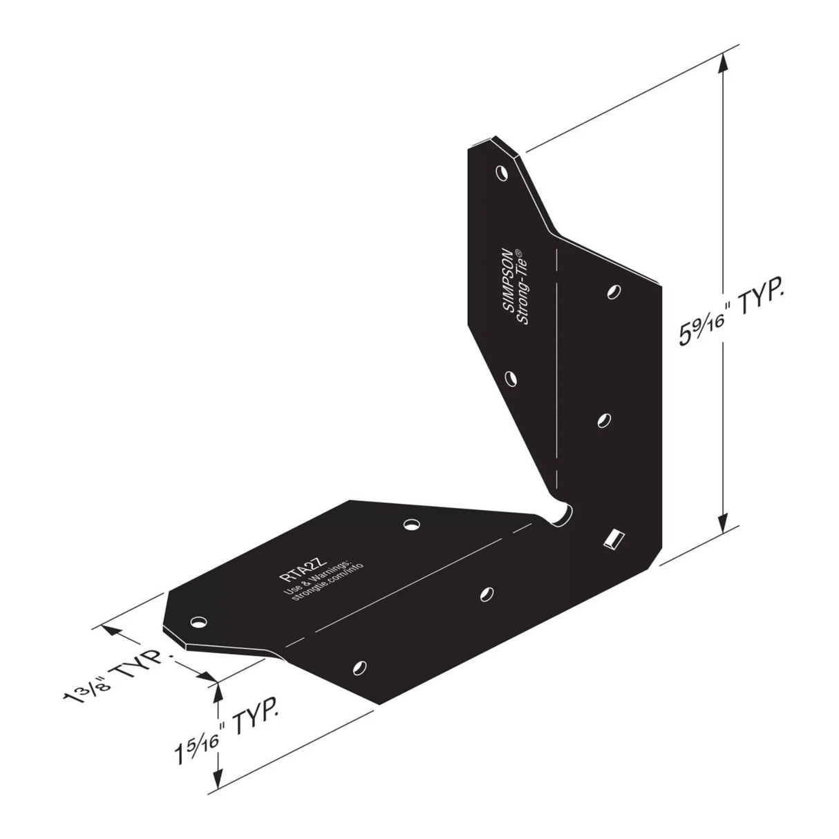 Simpson Strong-Tie APRTA2 Outdoor Accents Rigid Tie Angle for 2x2 Joist/Post - 2