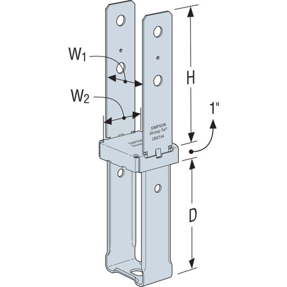 Simpson Strong-Tie CBST46HDG Hot-Dip Galvanized Standoff Column Base for 4x6 - 2