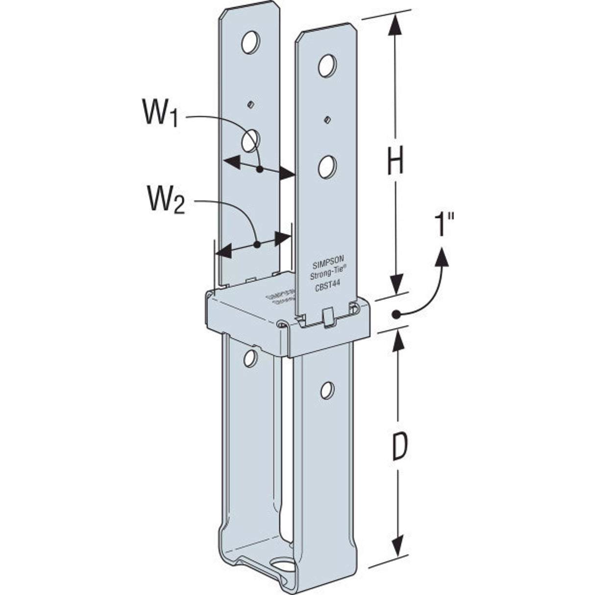 Simpson Strong-Tie CBST66HDG Hot-Dip Galvanized Standoff Column Base for 6x6 - 2