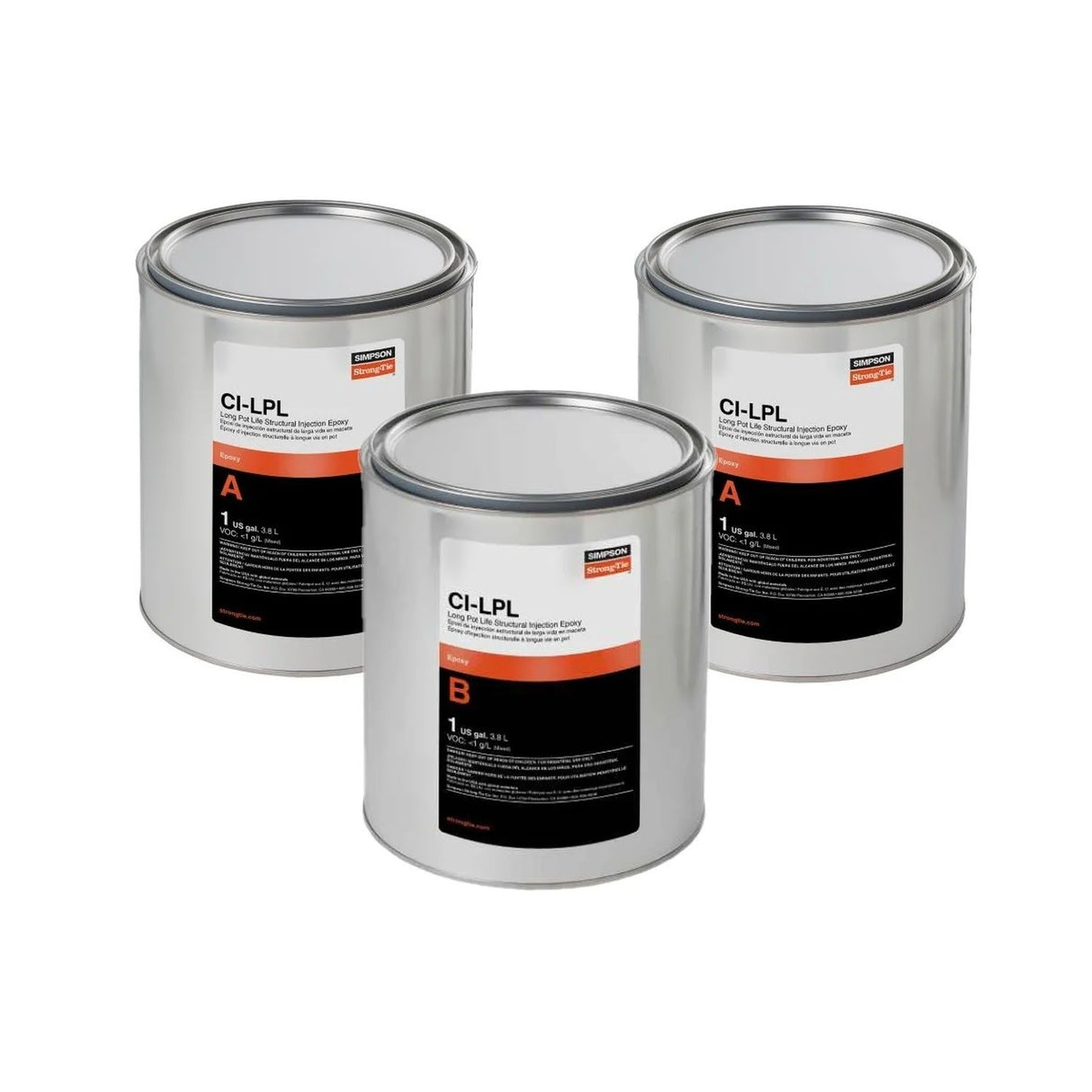 Simpson CILPL3KT Strong-Tie Long Pot Life Structural Injection Epoxy 3-Gallon Kit for Concrete Crack Repair