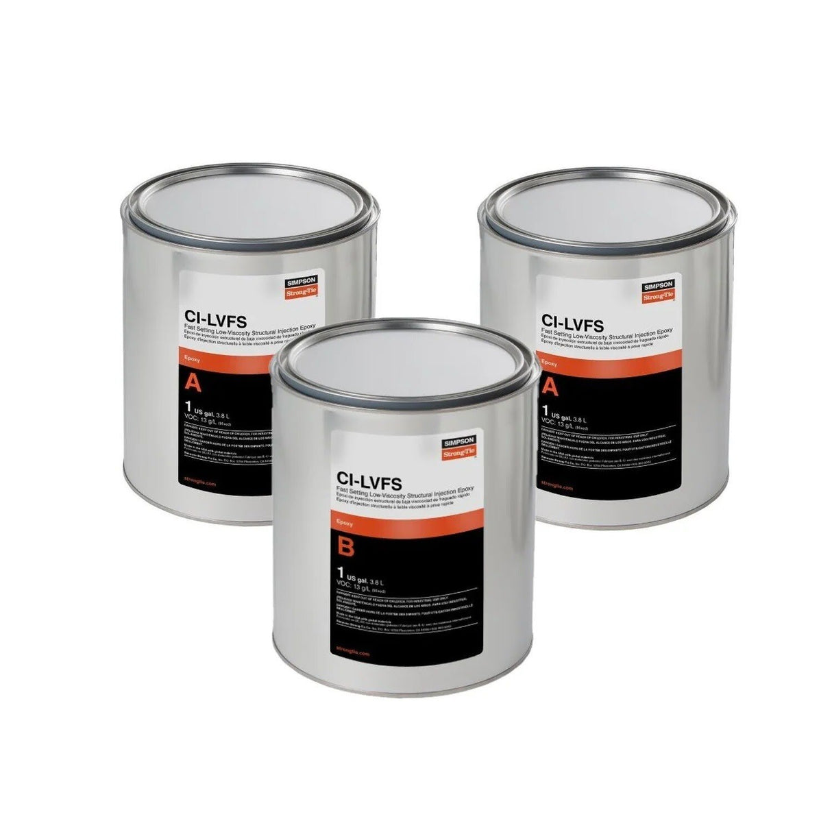 Simpson CILVFS3KT Strong-Tie Fast-Setting Low-Viscosity Structural Injection Epoxy 3-Gallon Kit for Concrete Crack Repair