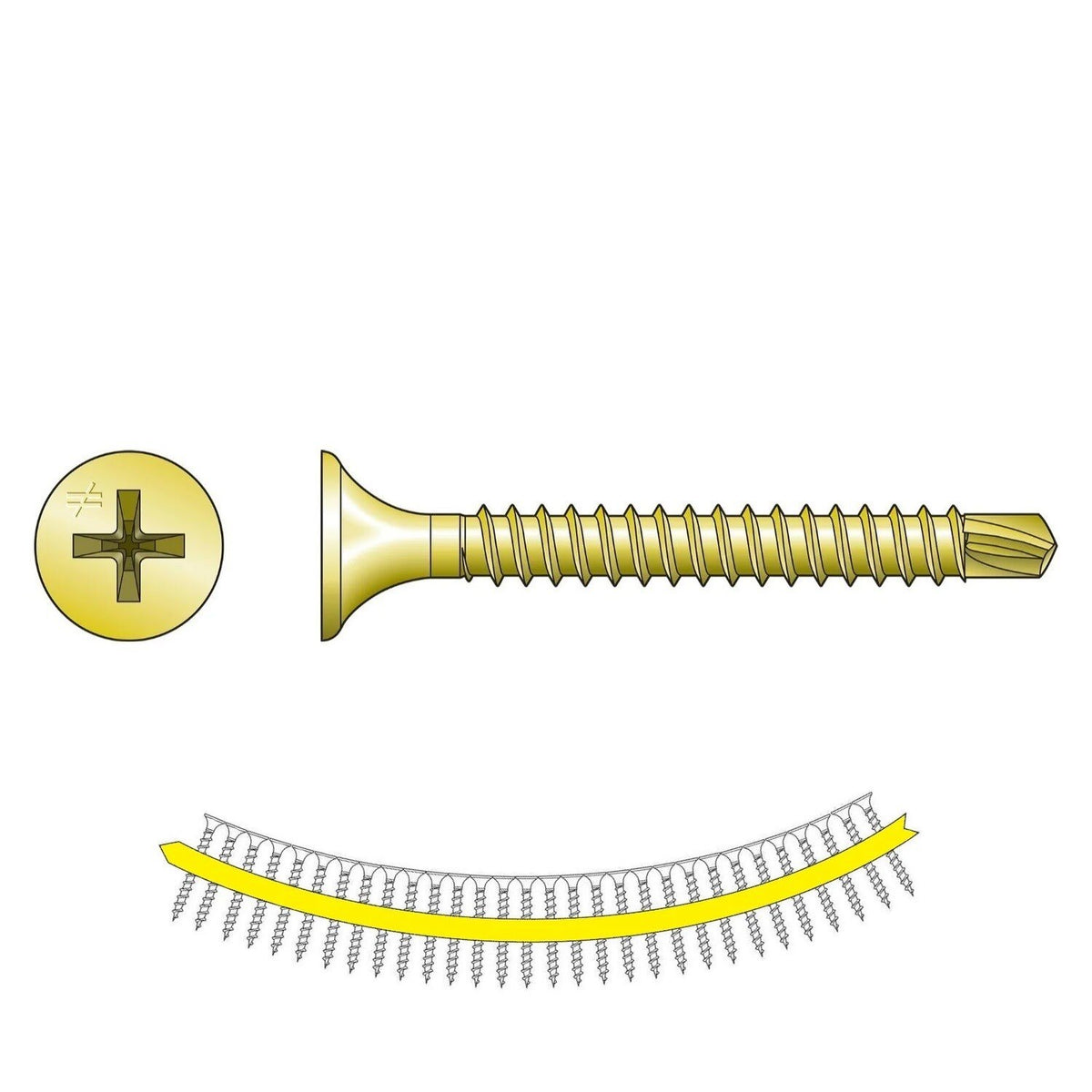 Simpson Strong-Tie DWFSD178PS Quik Drive (#6 x 1-7/8 in.) Drywall-to-CFS Collated Screw, Yellow Zinc (2000 Pack)