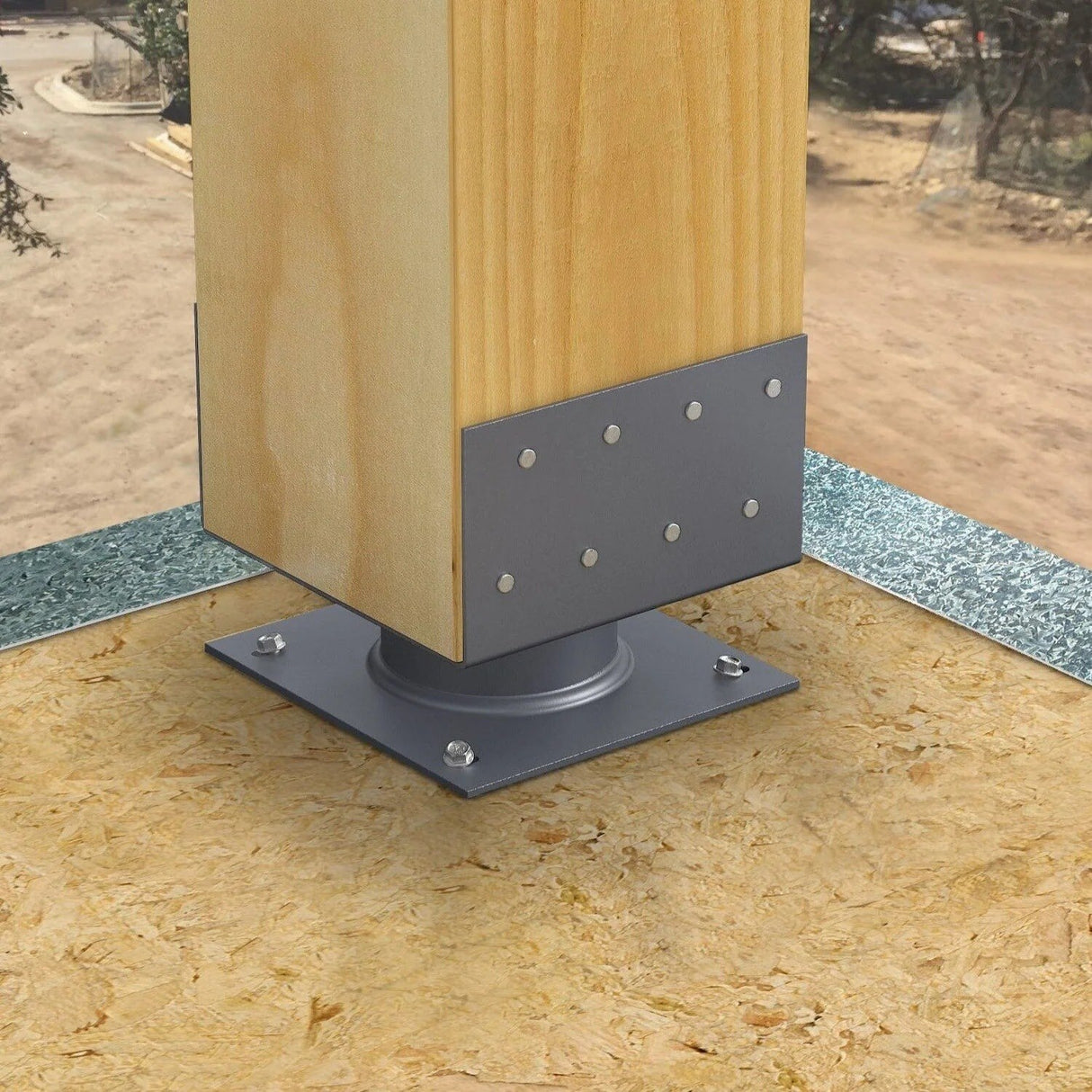 Simpson Strong-Tie ECB88 (8" x 8") Elevated Column Base, Gray Paint - 3