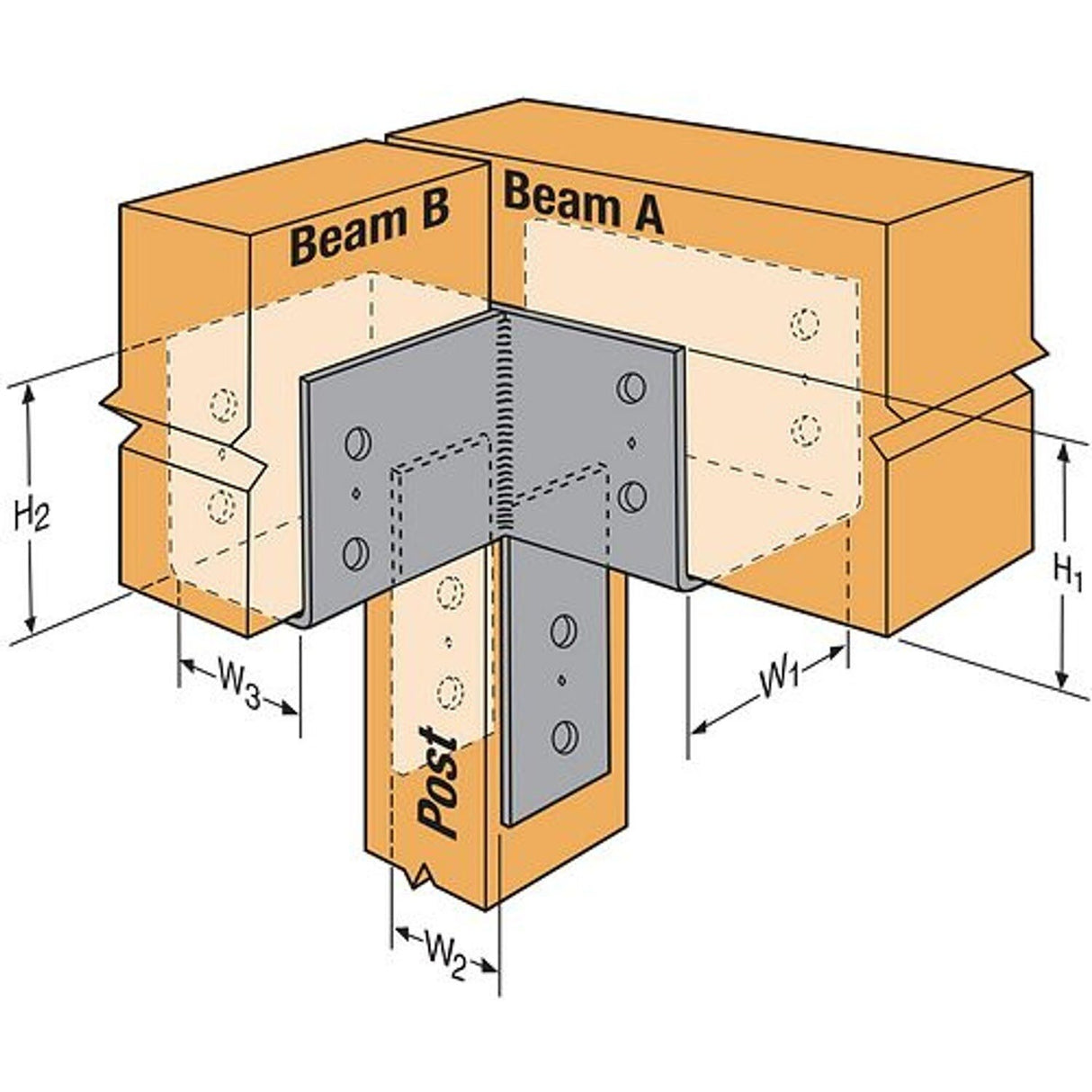 Simpson ECCLL666HDG Strong-Tie L-Shape End Column Cap for 6x Beams and 6x Post, Left Skewed, Hot-Dip Galvanized - 2
