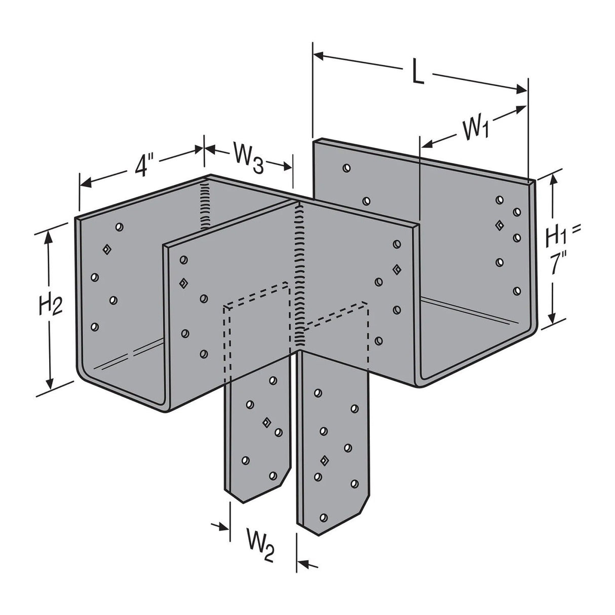 Simpson ECCLLQ444SDS Strong-Tie L-Shape End Column Cap for 4x Beams and 4x Post with SDS Screws, Left Skewed - Heavy-Duty Steel Connector for Wood Construction - 2
