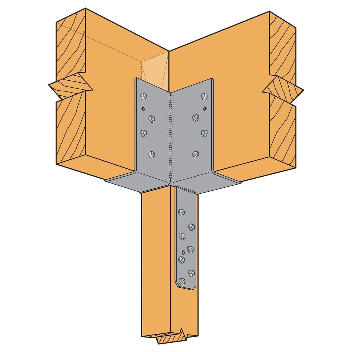 Simpson Strong-Tie ECCLLQ444SDS L-Shape End Column Cap for 4x Beams and 4x Post with SDS Screws, Left Skewed - Heavy-Duty Steel Connector for Wood Construction - 3