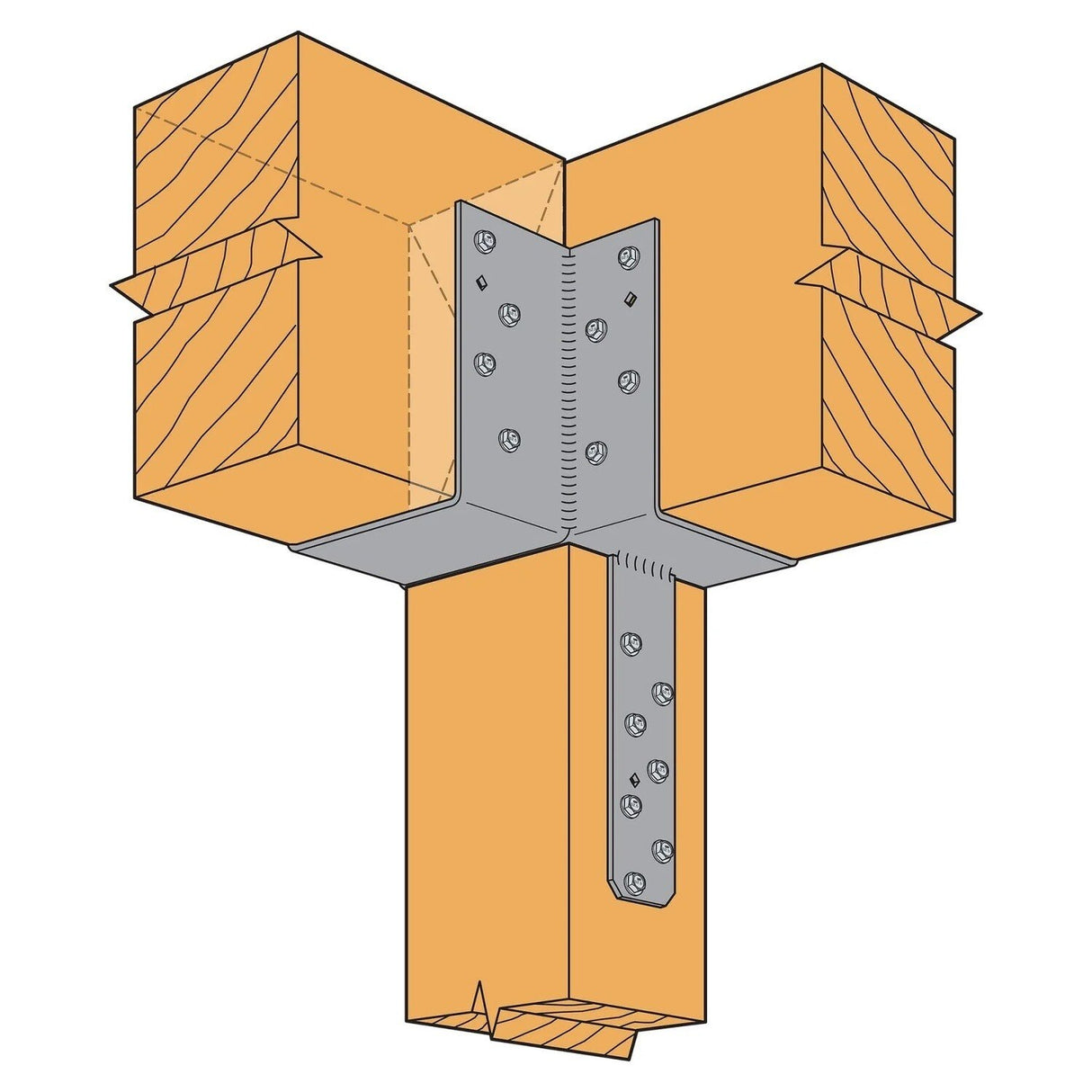 Simpson ECCLLQ464HDG Strong-Tie L-Shape End Column Cap for 4x Beams, 6x Post with SDS Screws, Skewed Left - Hot-Dip Galvanized, High Uplift, Exterior Use - 3