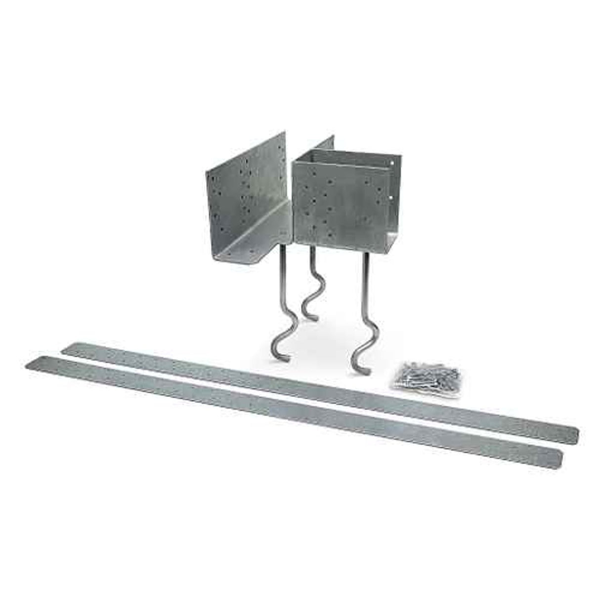 Simpson ECCLRQMD3.62G-KT Strong-Tie Simpson Hot-Dip Galvanized L-Shape Embedded Column Cap for 3-5/8 in Beam, Skewed Right - High Uplift & Lateral Resistance for Concrete/CMU Piers - 2