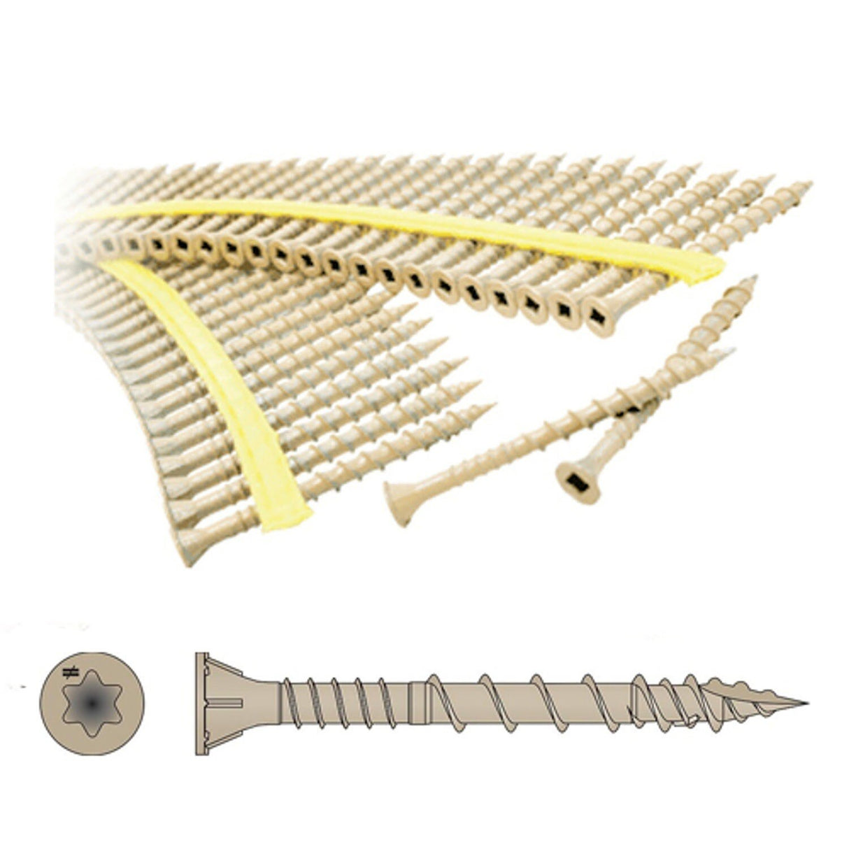 Simpson Strong-Tie HCKDSVT2S Deck-Drive (#10 x 2") T25 DSV Wood Collated Screw, Tan (750 Pack) - 2