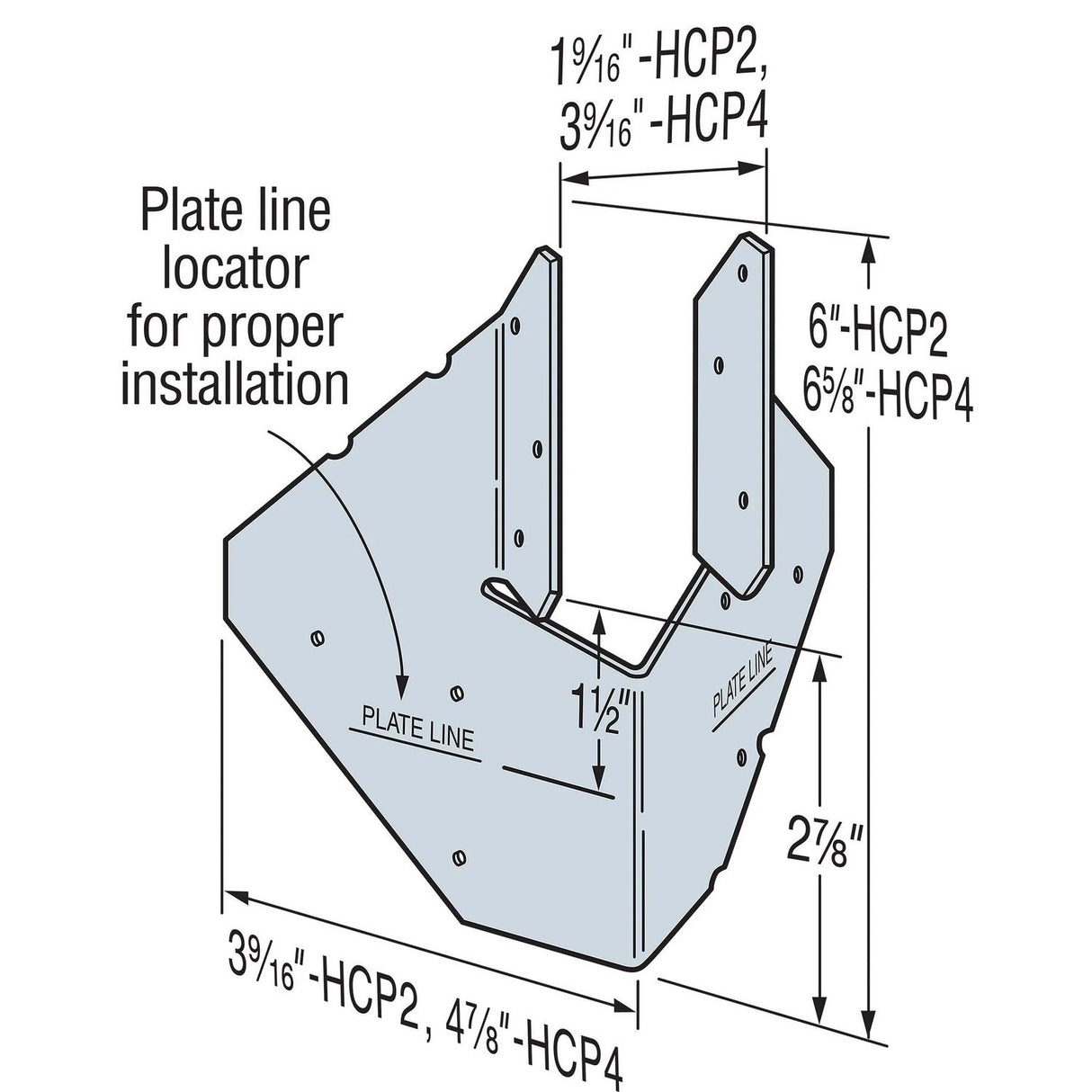 Simpson Strong-Tie HCP4Z (6-5/8" x 4x") 18 Gauge Hip Corner Plate - ZMAX Finish - 3