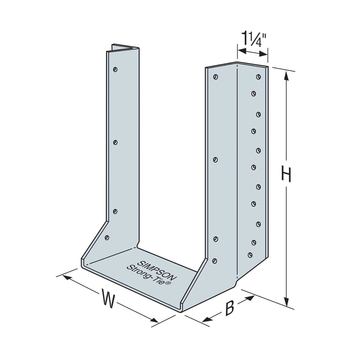 Simpson Strong-Tie HU5.125/16 (2-1/2" x 13-7/8") 14-Gauge Galvanized Heavy Face-Mount Joist Hanger - 2