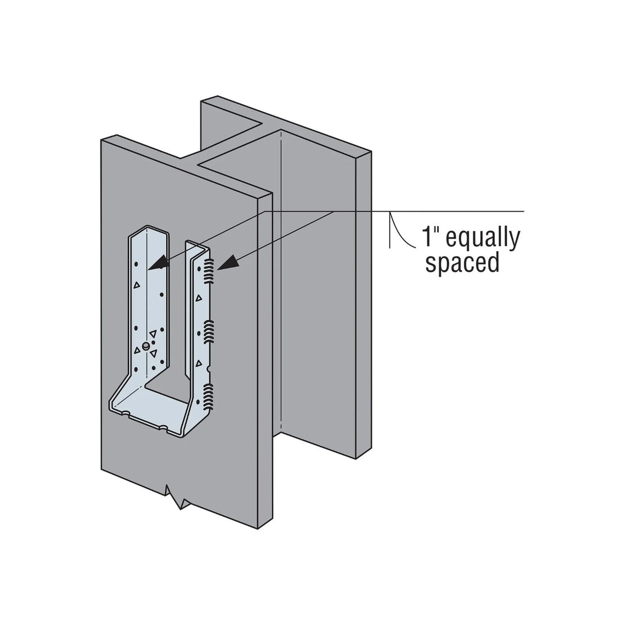 Simpson Strong-Tie HUC210-2 (Double 2" x 10") 14Ga Heavy-Duty Galvanized Concealed-Flange Face-Mount Joist Hanger - 6