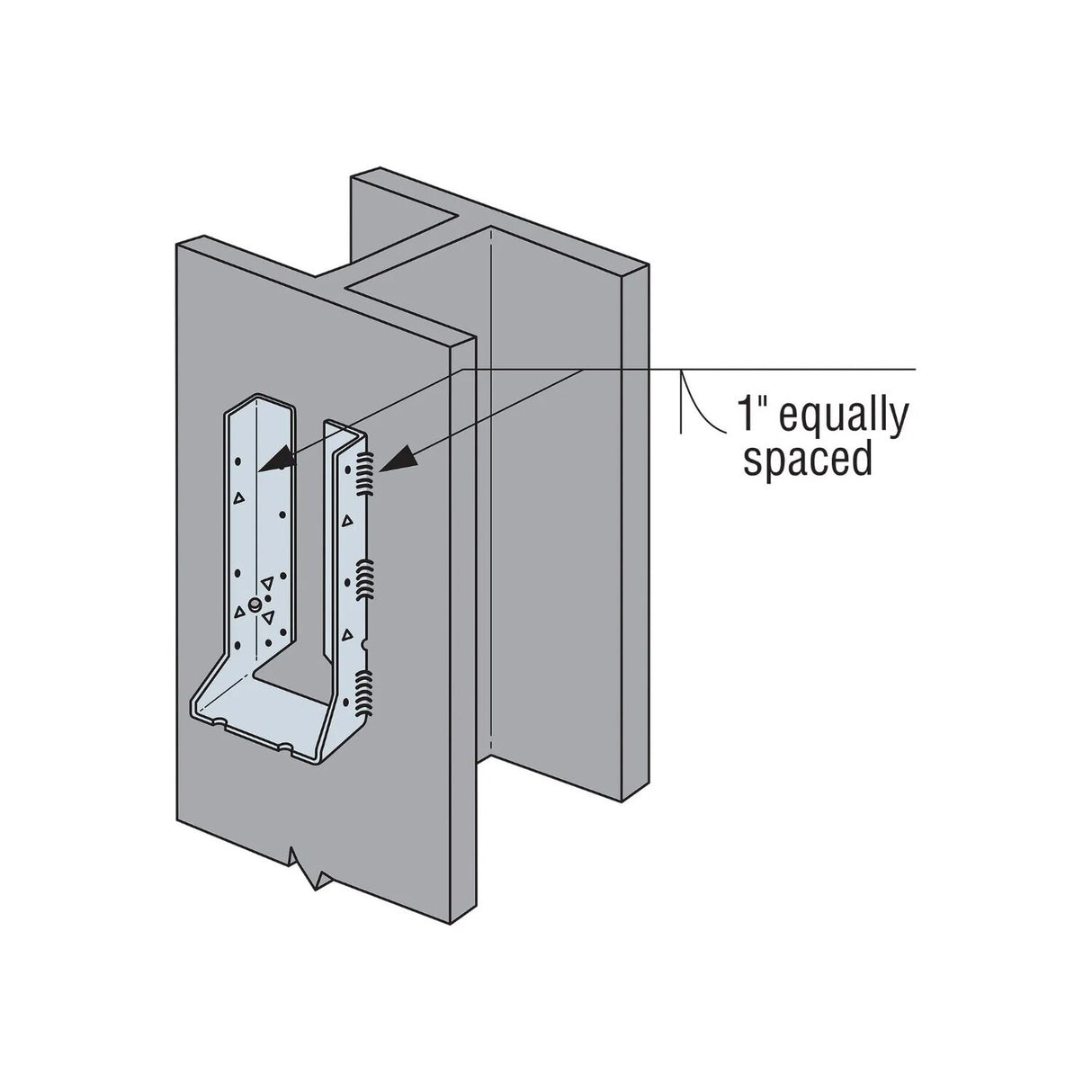 Simpson Strong-Tie HUC28-2 (Double 2" x 8") Galvanized Face-Mount Concealed-Flange Joist Hanger - 3