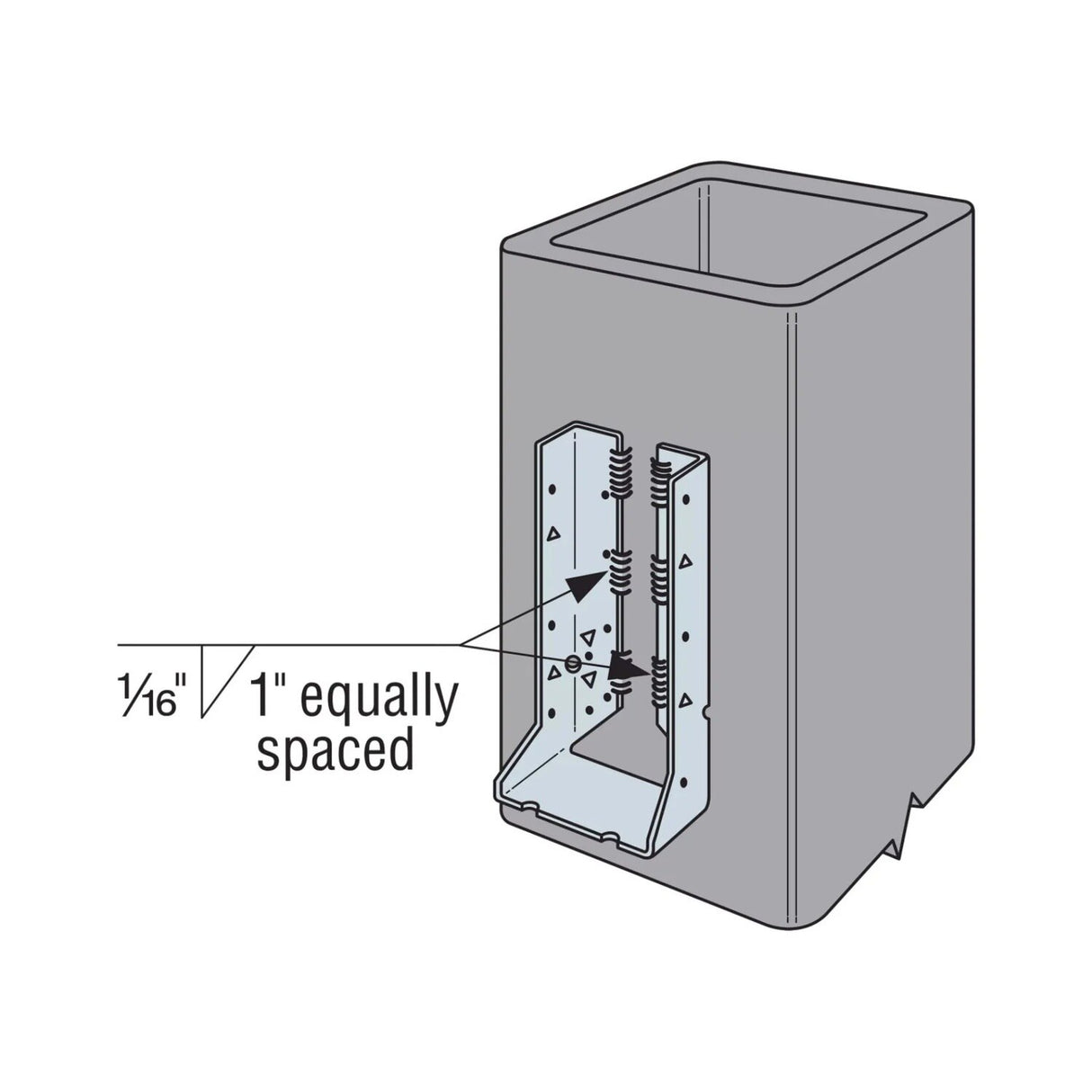 Simpson Strong-Tie HUC610Z (6" x 10") 14Ga Heavy Galvanized Concealed-Flange Face-Mount Joist Hanger - 3