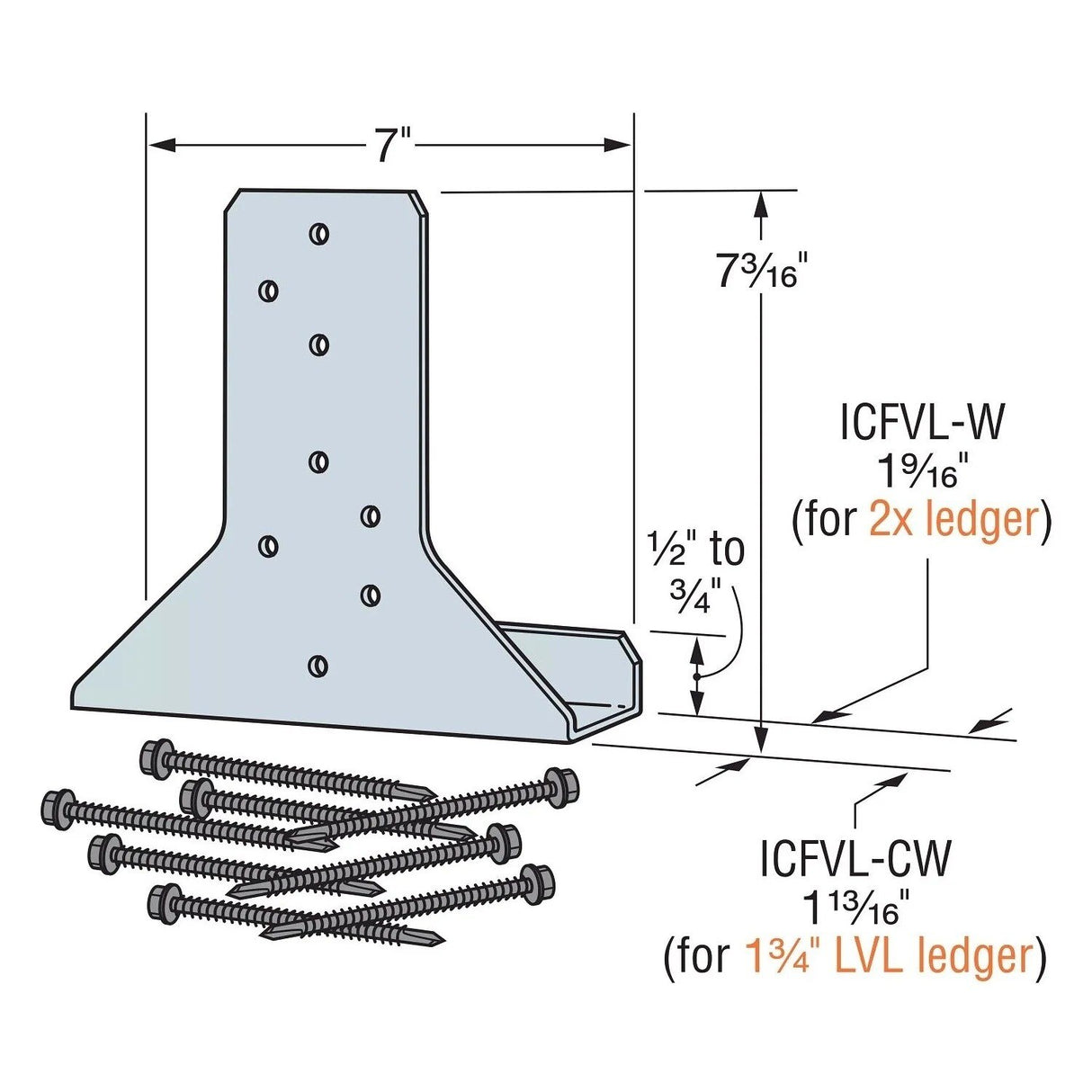 Simpson Strong-Tie ICFVL-W Ledger Connector System for Wood to ICF (15 Pack) - 2