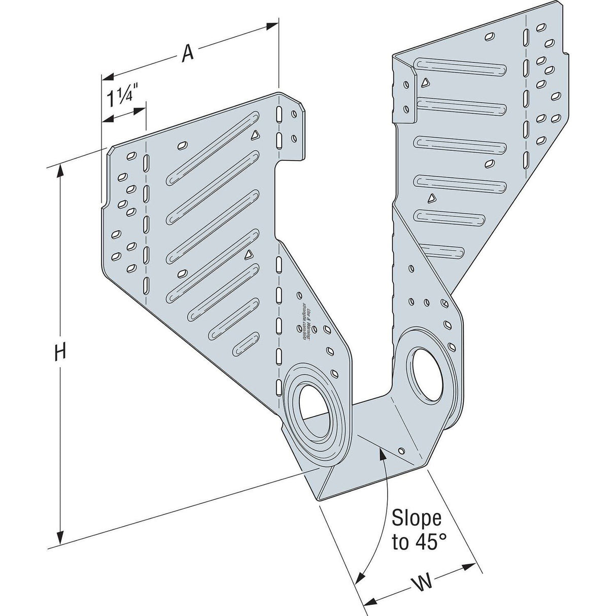 Simpson Strong-Tie LSSR28Z L(1-1/2") 18Ga Light Slopeable/Skewable Rafter Hanger for 2x8- ZMAX Finish - 3