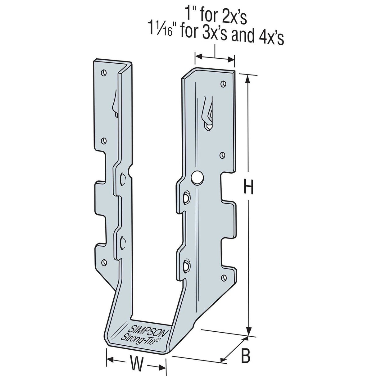 Simpson Strong-Tie LUS28SS Stainless-Steel Face-Mount Joist Hanger for 2x8 - 2