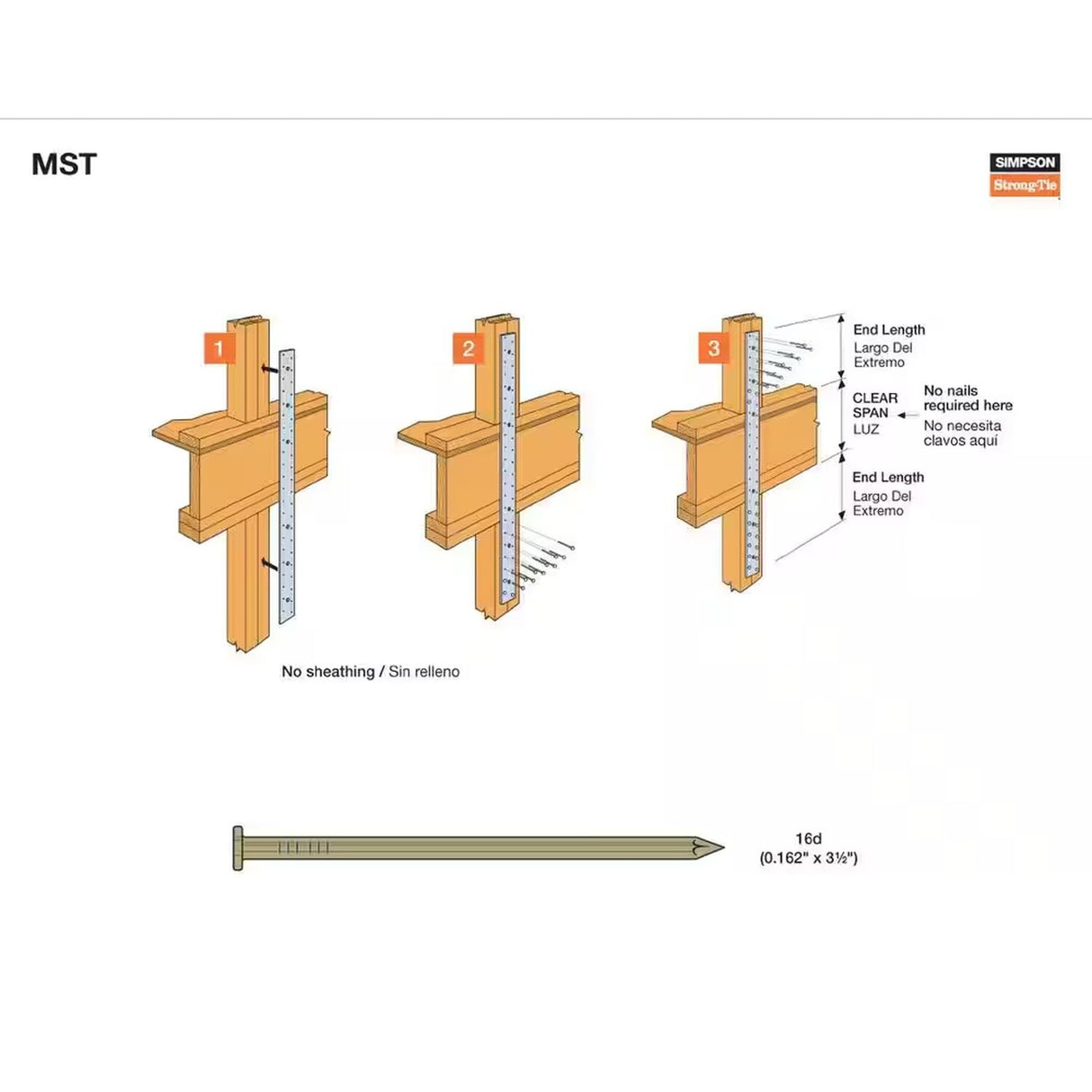 Simpson MST37HDG Strong-Tie 37-1/2" 12-Gauge Hot-Dip Galvanized Medium Strap Tie for Wood Connections - 2