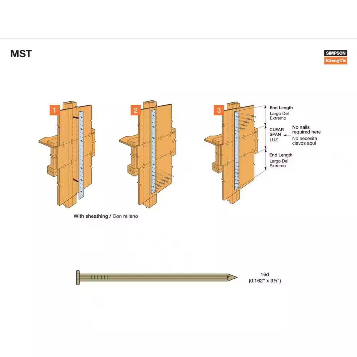 Simpson MST37HDG Strong-Tie 37-1/2" 12-Gauge Hot-Dip Galvanized Medium Strap Tie for Wood Connections - 3