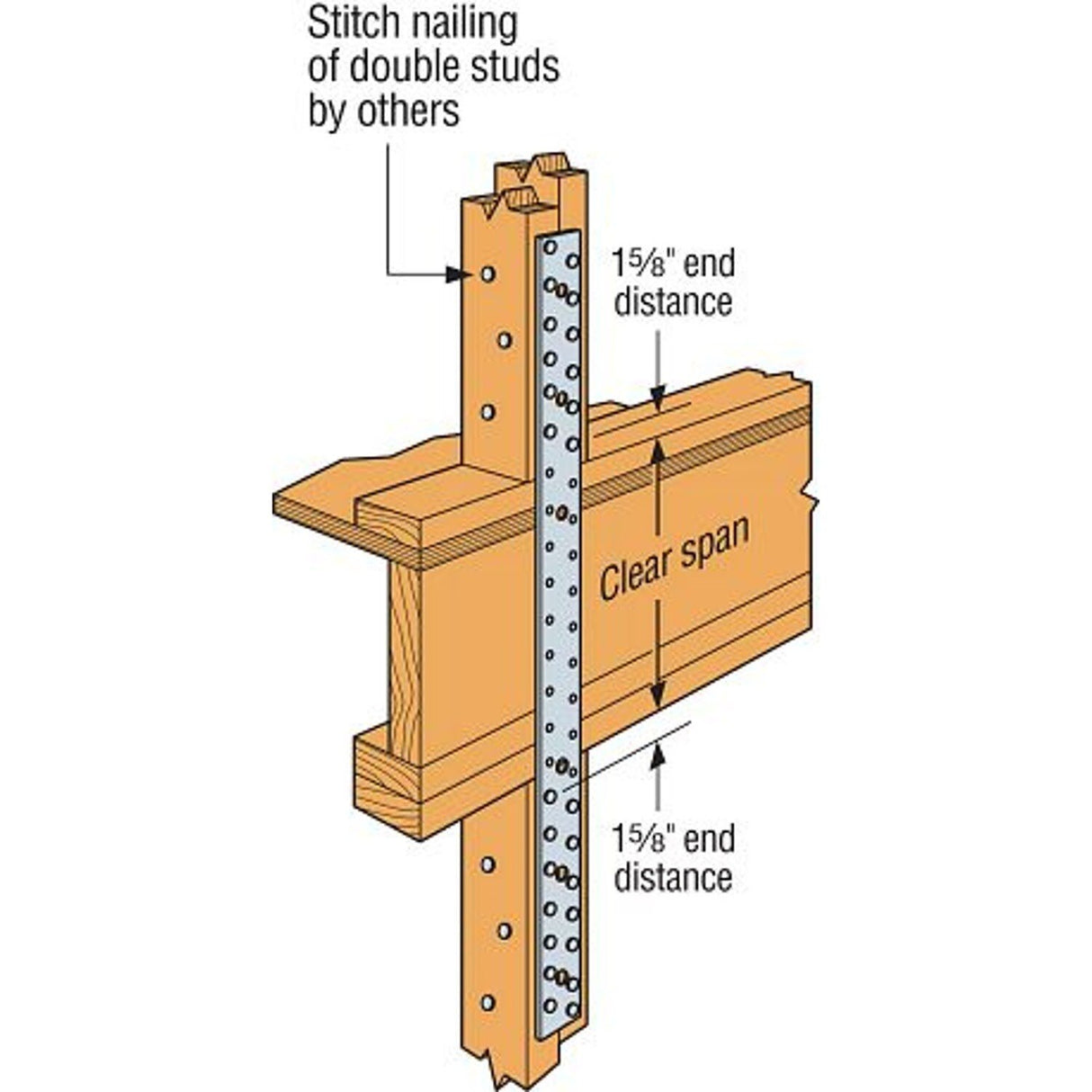Simpson MST48HDG Strong-Tie 48" 12-Gauge Hot-Dip Galvanized Medium Strap Tie for Wood Framing Connections - 5