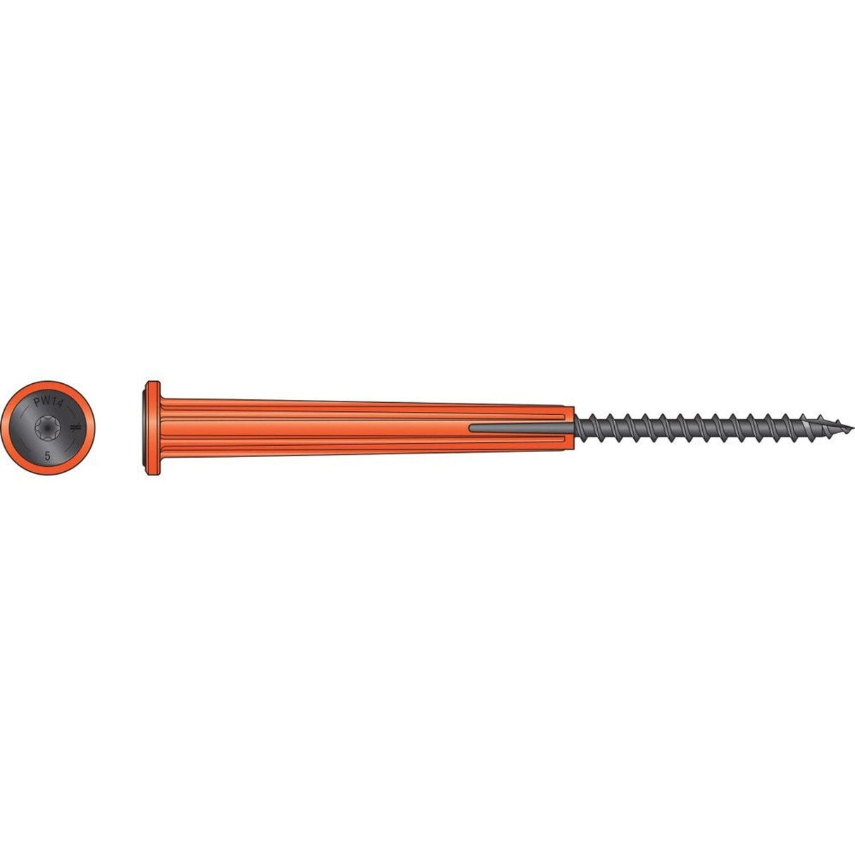Simpson Strong-Tie SDPW14500NB-R20 Strong-Drive (0.140" x 5") T25 SDPW E-coat Deflector Screw, Washer Head, Orange (20 Pack) - 2