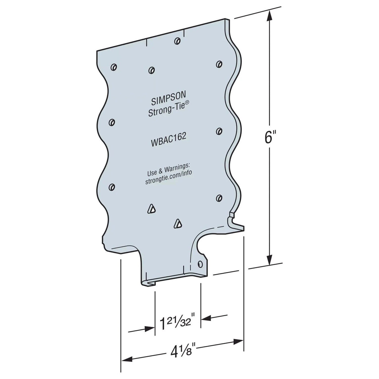 Simpson Strong-Tie WBAC162-R50 (1-1/4" to 1-5/8") Wood Backing Steel Connector (50 Pack) - 2