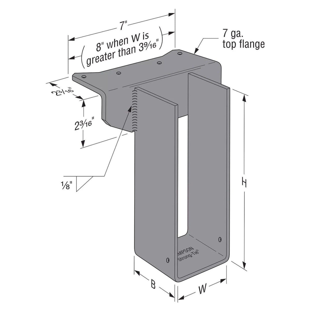 Simpson WP28-2 Strong-Tie Simpson Welded Purlin Hanger for Double 2x8 Joists, Top-Flange, 12 Gauge Steel - 2