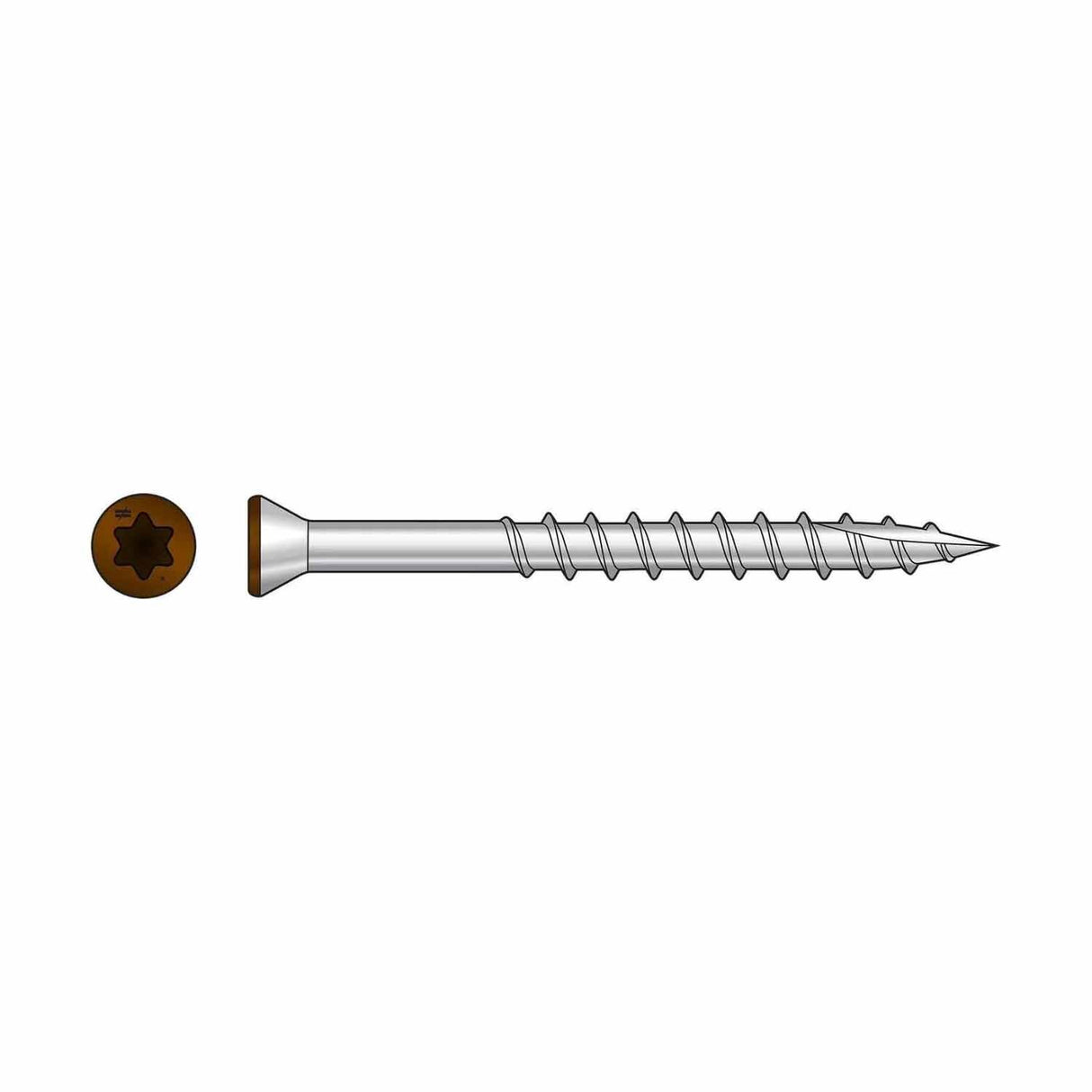 Simpson Strong-Tie T07162FT70TN01 (#7 x 1-5/8") T15 6-Lobe Drive SS Trim-Head Screw, Type 316, Tan 01 (70 Pack) - 2