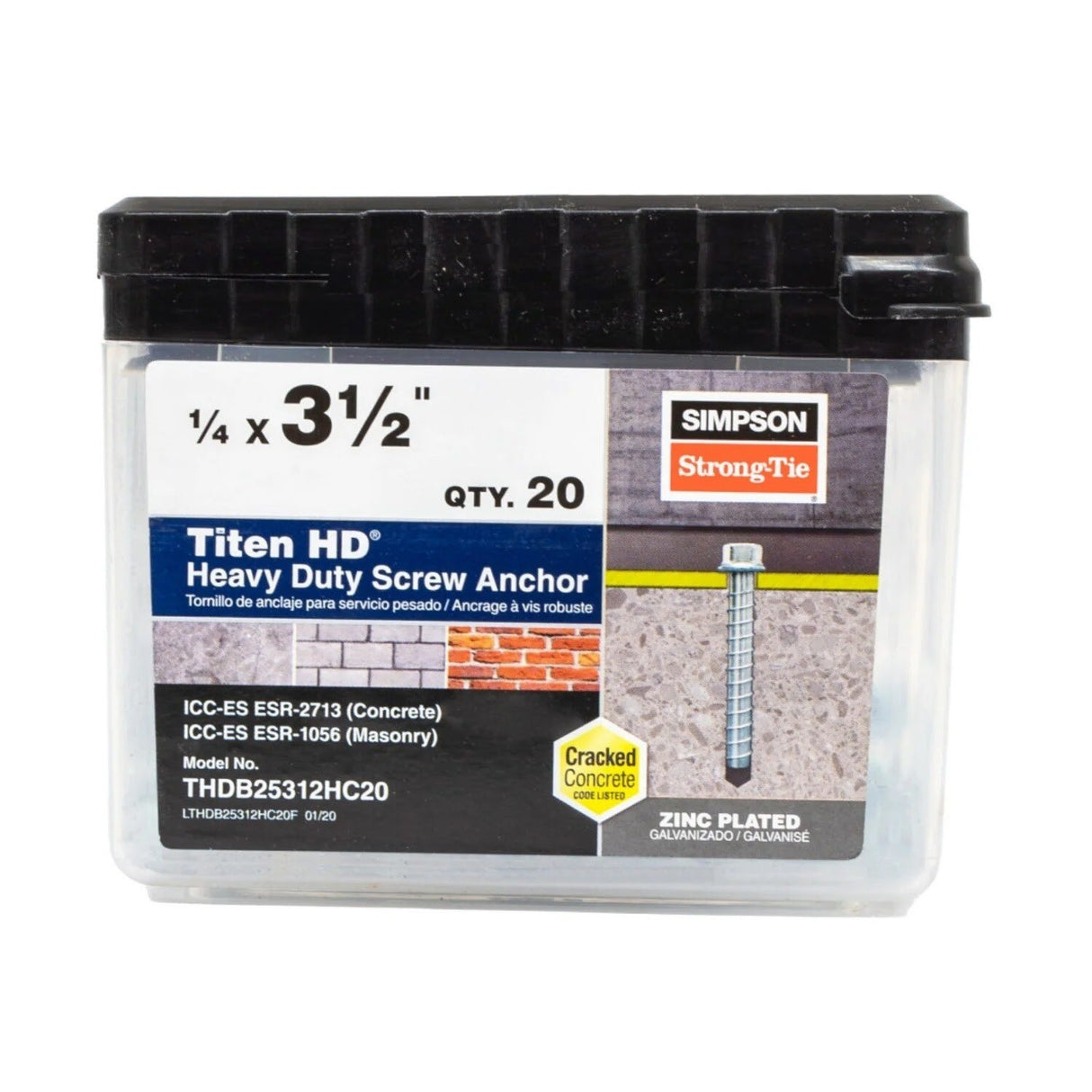 Simpson Strong-Tie THDB25312HC20 Titen HD (1/4" x 3-1/2") Heavy-Duty Screw Anchor - Zinc Plated (20 Pack) - 2