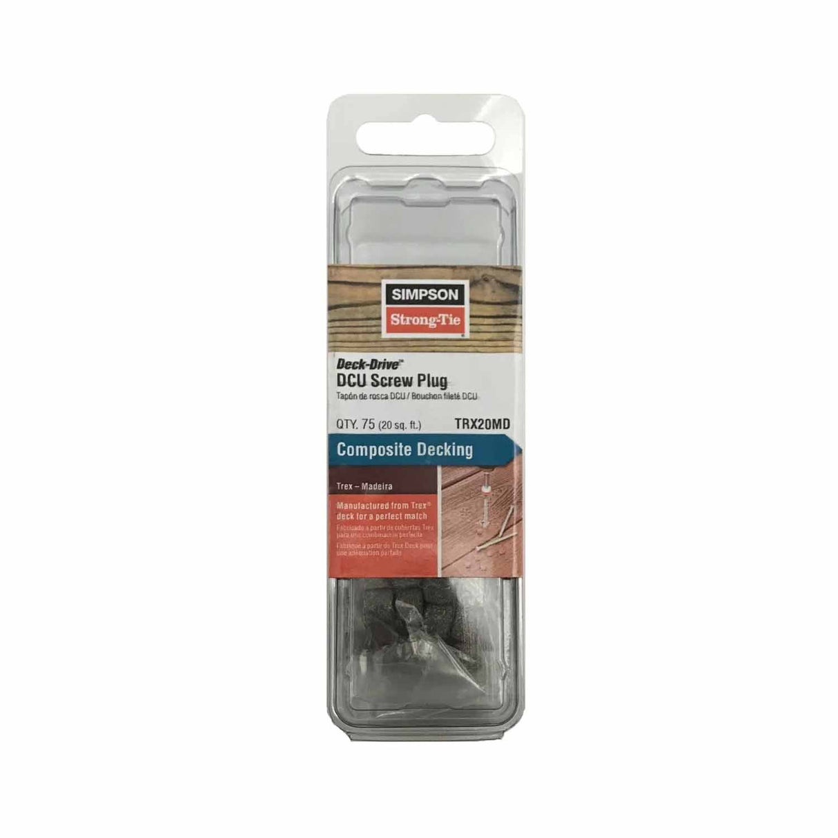 Simpson Strong-Tie TRX20MD Deck-Drive Composite Decking Screw Plug - Trex Madeira (75 Pack)