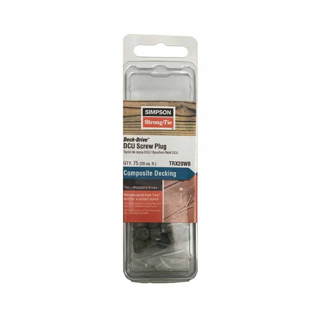 Simpson Strong-Tie TRX20WB Deck-Drive Composite Decking Screw Plug - Trex Woodland Brown (75 Pack)