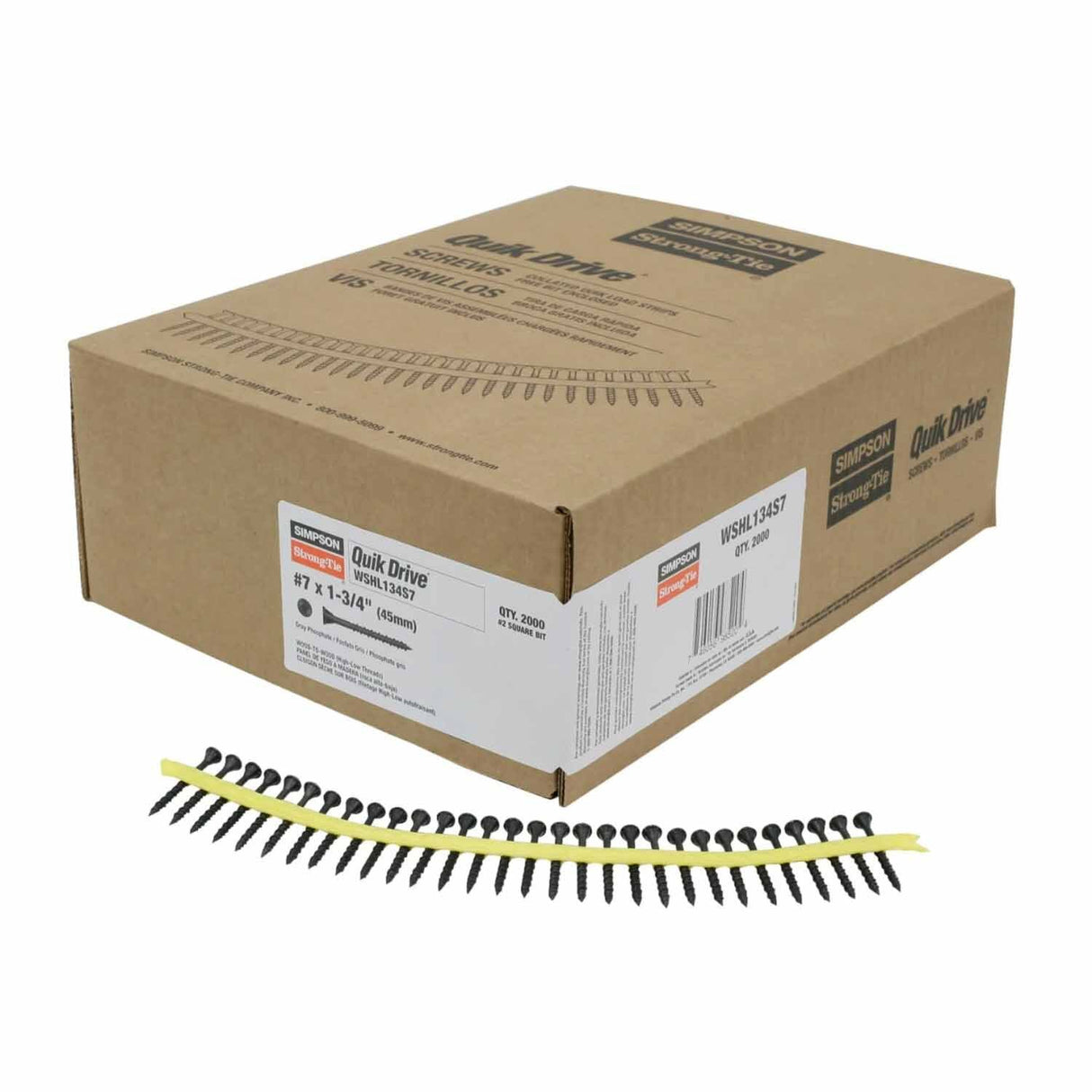 Simpson Strong-Tie WSHL134S7 (#7 x 1-3/4", #2 Square Drive) Subfloor Screw, Gray Phosphate Coating (2000 Pack) - 3