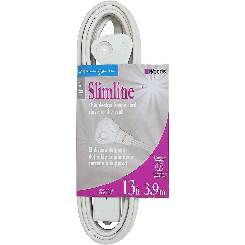 SlimLine 2232 Angled Flat Plug Extension Cord, Space Saving Flat Design, 3 Grounded Outlets, 13 - 2