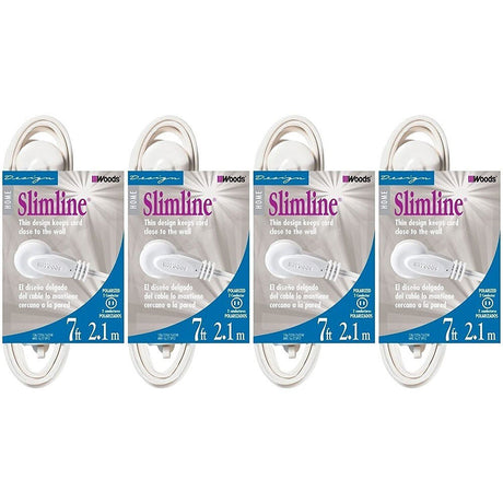 SlimLine 2236 Flat Plug Extension Cord, 2-Wire, 7-Foot, White