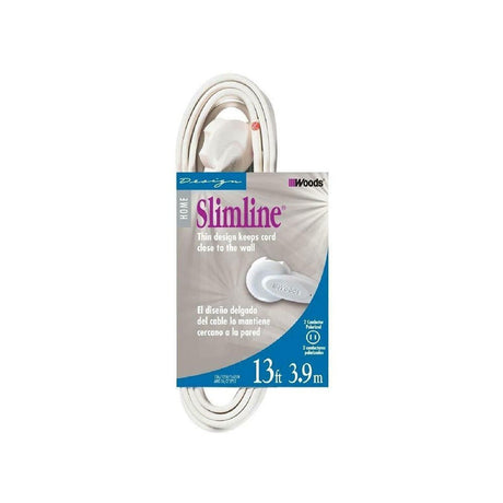 SlimLine 2237 Flat Plug Extension Cord, 2-Wire, 13-Foot, White