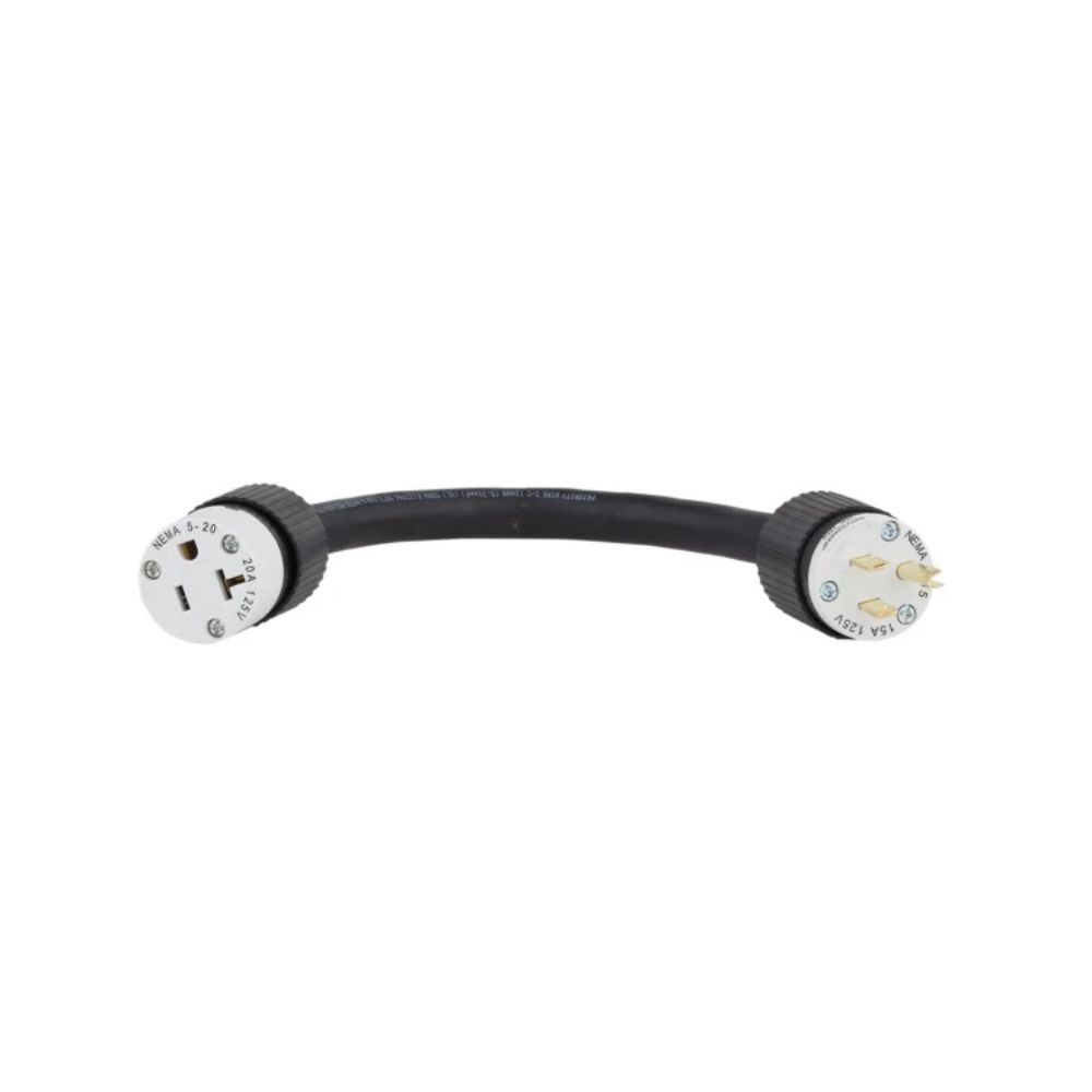 Southwire 100079 Power Cord Adapter T-Slot, Nema Female 5-20 20A 125V To Male U-ground 5-15 15A 125V
