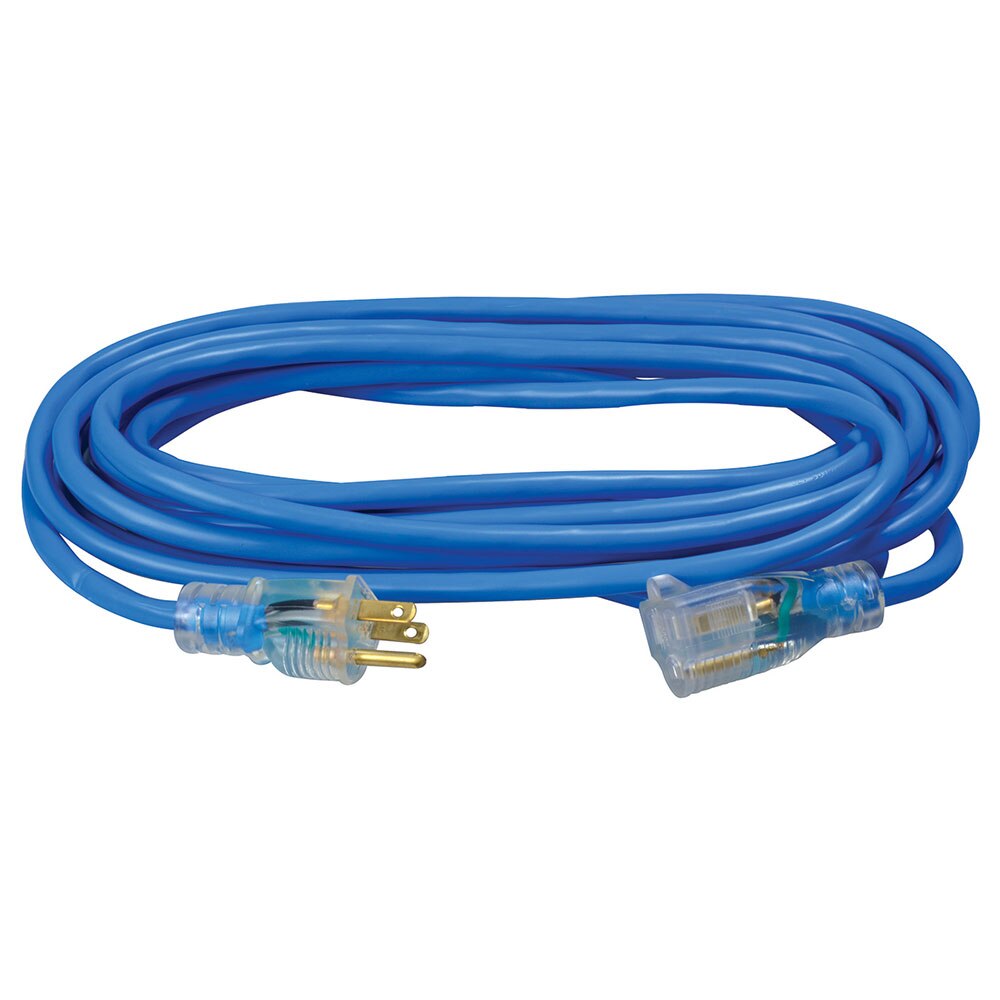 Southwire 2467SW8806 14/3 25' SJTW Low Temp Blue Extension Cord with Lighted End