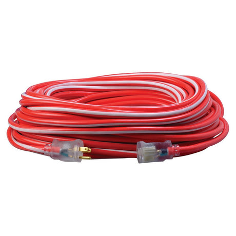 Southwire 2549SW0041 12/3 100' SJTW Red/White Extension Cord with Lighted Ends