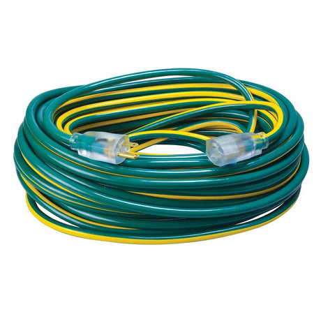 Southwire 2549SW0052 12/3 100' SJTW Green/Yellow Extension Cord with Lighted End