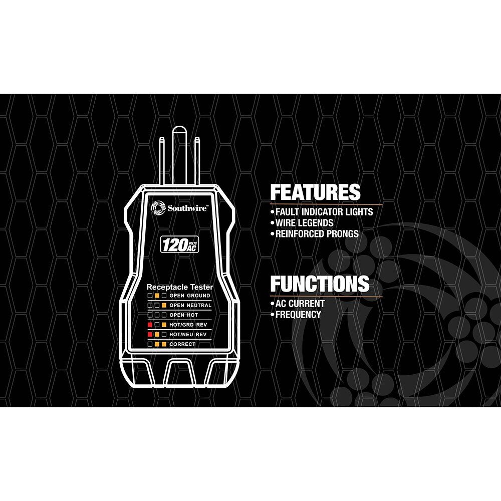 Southwire 40012S 40012S Receptacle Tester, Black - 6