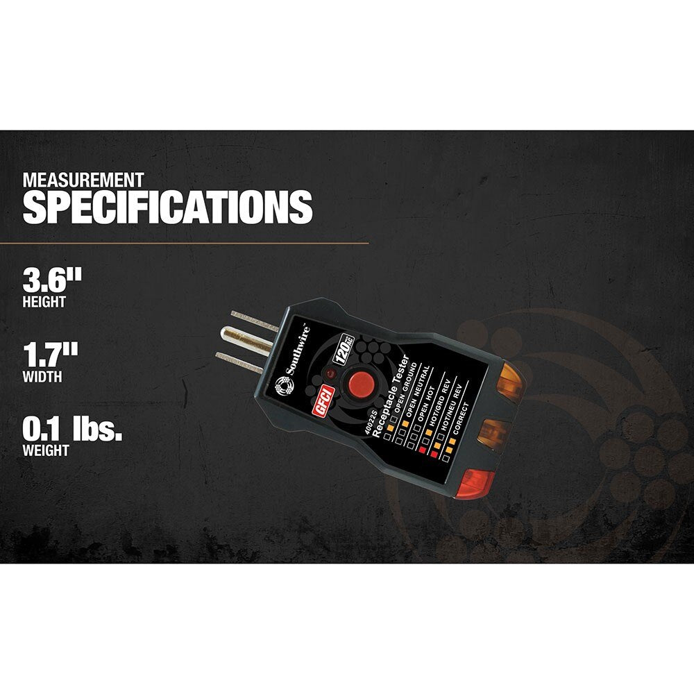 Southwire 40022S 40022S Receptacle Tester, Black - 3