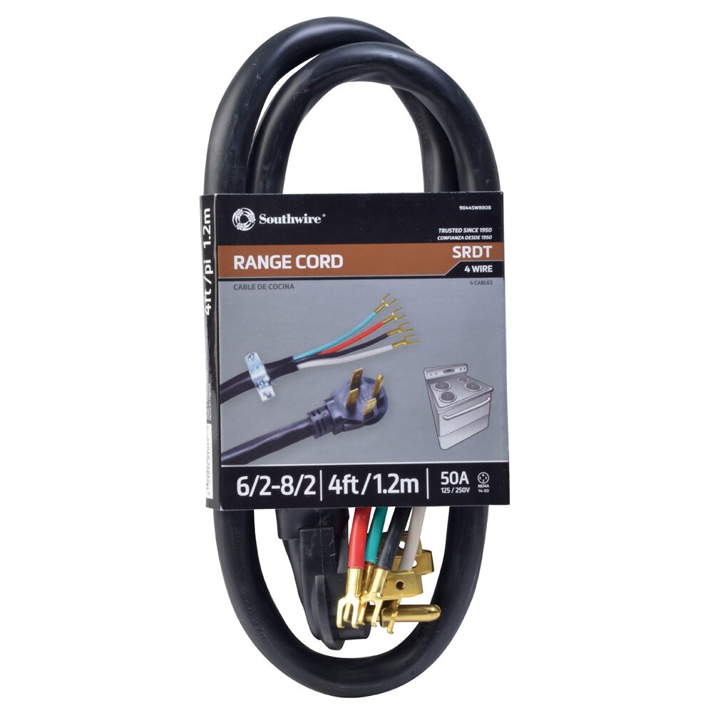 Southwire 9044SW8808 4' 6/2-8/2 SRDT Round Range Cord (Black)