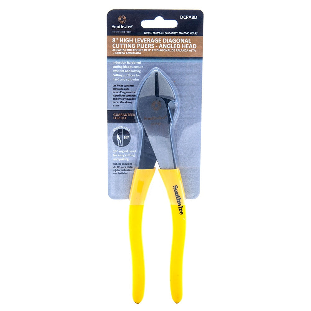 Southwire DCPA8D 8" Angled Head High-Leverage Diagonal Cutting Pliers w/ Dipped Handles - 3