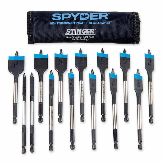 Spyder 11001 14-Piece Assorted Woodboring Spade Bit Set