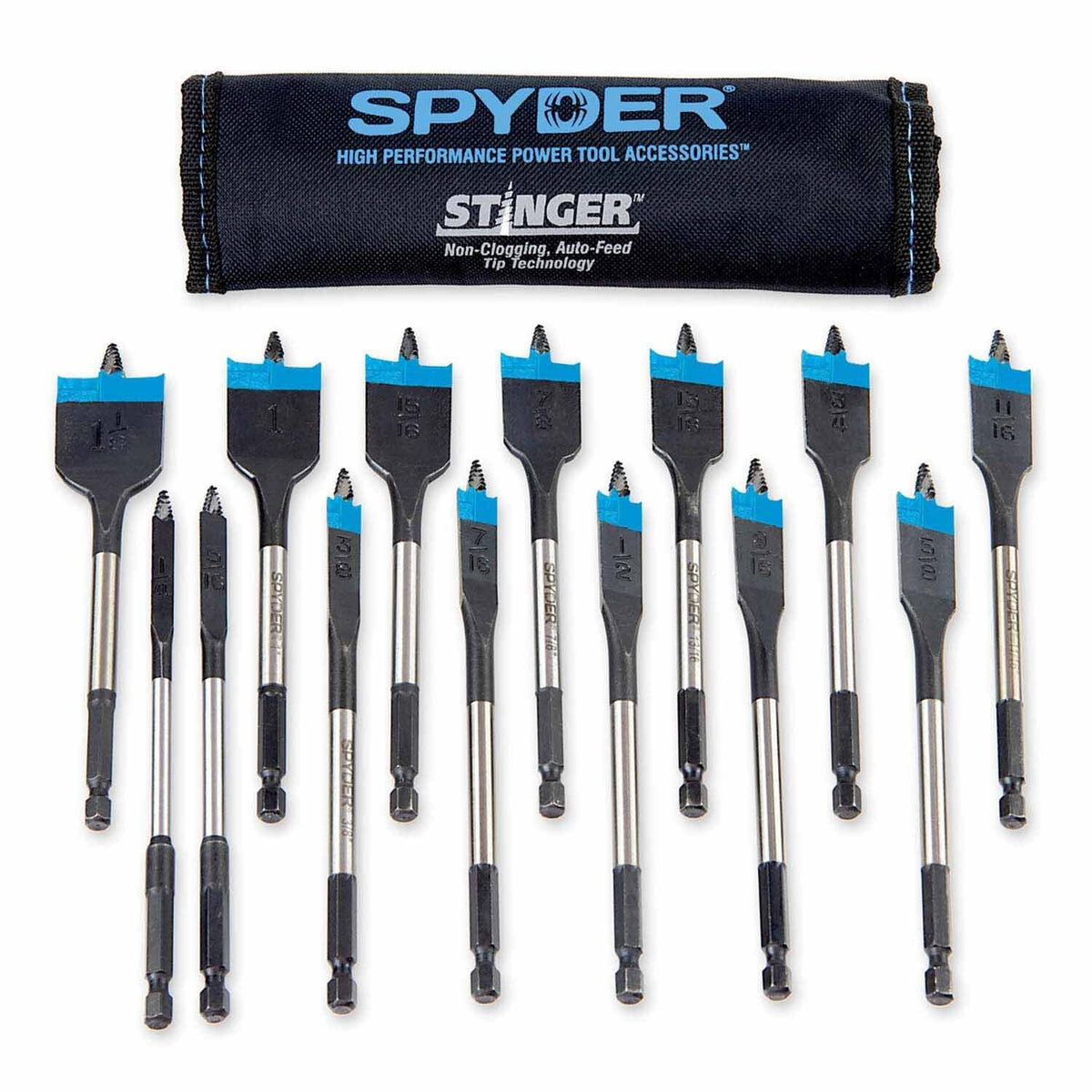 Spyder 11001 14-Piece Assorted Woodboring Spade Bit Set